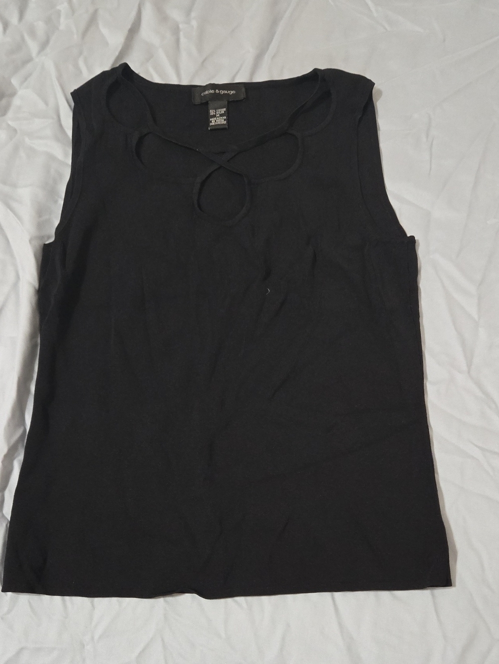 Black Sleeveless Tank with Loop Detail Neckline